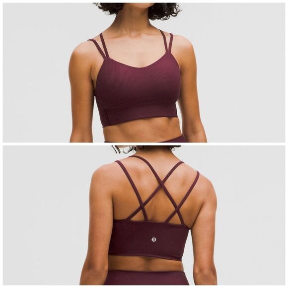 Lululemon Like a Cloud Ribbed Longline Bra, B/C Cup size 2 NWT GARNET red - Picture 6 of 7